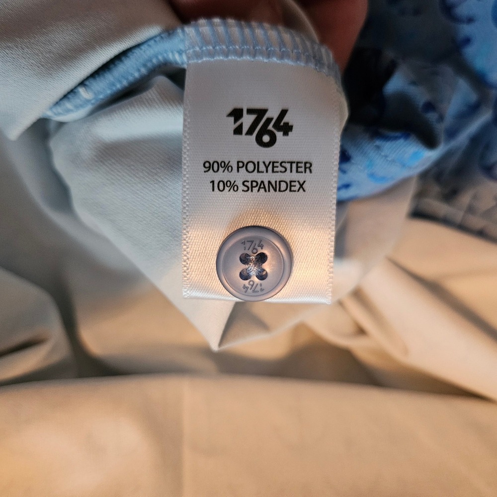 1764 Golf Anchored Performance Polo Shirt Mens XL Blue Anchor Print Cruise Golf - Picture 7 of 8